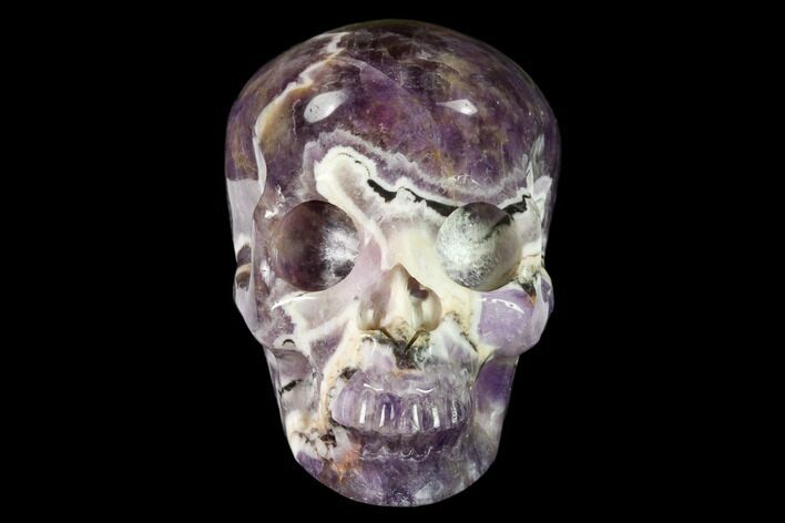 Realistic, Carved Chevron Amethyst Skull #150960
